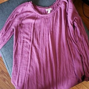 Dark pink long sleeve blouse